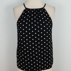 Express polka dot high neck black office top size XS